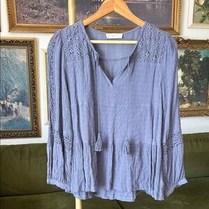 Boho Lucky Brand Lace Peasant Blouse